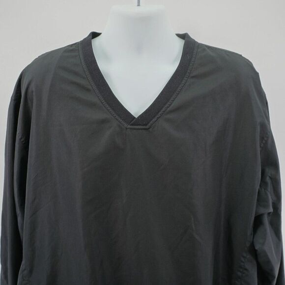 Aquity Black Nylon Trim Windbreaker V-Neck 2XL‎ Jacket Pullover - Picture 1 of 9
